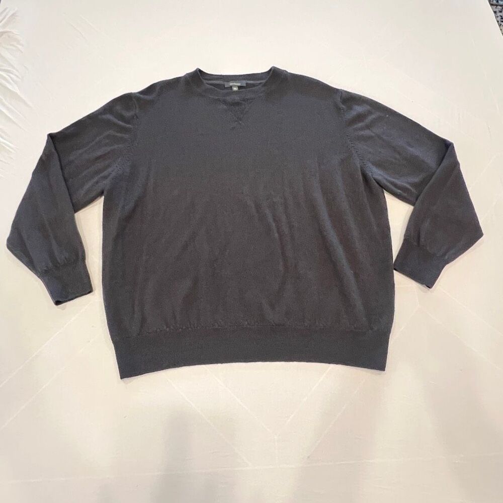 Turtleson Men's Merino Wool Knit Long Sleeve Pullover Sweater Charcoal Gray XL